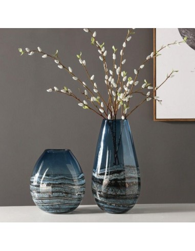 Vase en verre soufflé bleu online