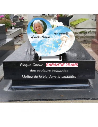 Plaque Funéraire Personnalisée Cœur Ange plus qu'un jeu 