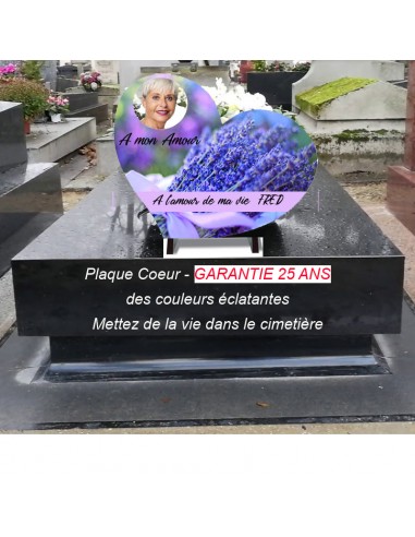 Plaque Funéraire Personnalisée Cœur Lavande en Chromaflym – Un Hommage Vibrant et Apaisant prix pour 