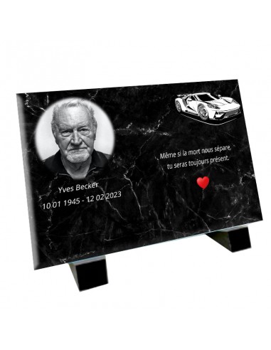 Plaque Funéraire avec Médaillon Photo et voiture de course livraison gratuite