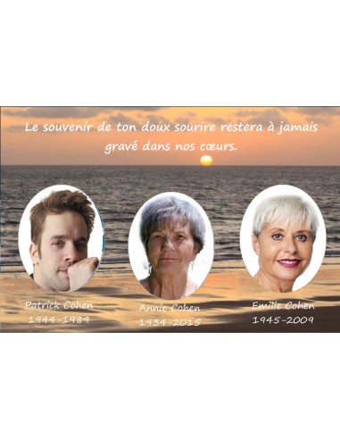 Plaque caveau familial Bord de mer -  2 ou 3 photos livraison et retour toujours gratuits