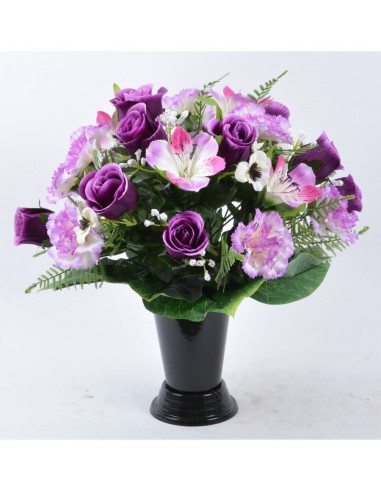 BOUQUET ET VASE ALSTRO BOUTONS OEILLETS 24 ASSORTIS pas cher chine